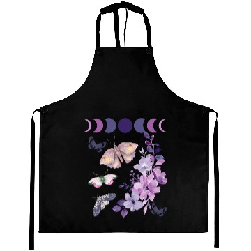 Discover Violet Purple Moon Moth Flower Aprons