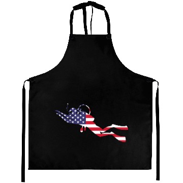 Discover American Flag USA Diving Scuba Diver Aprons