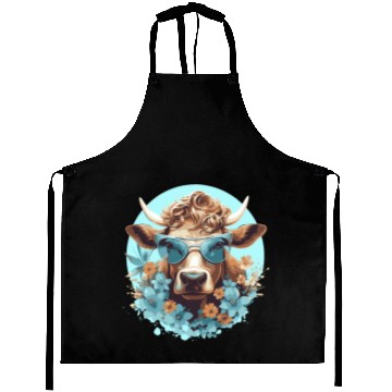Discover a cow with sunglasses Aprons