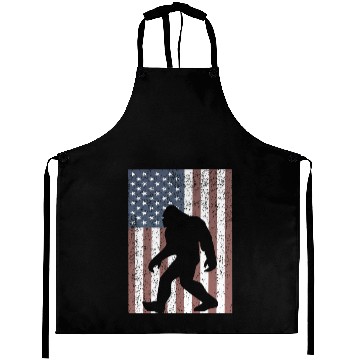 Discover Bigfoot Sasquatch American Flag USA Aprons