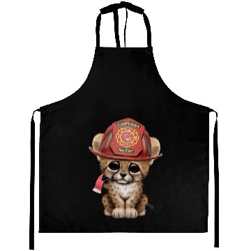Discover Cute Cheetah Cub Firefighter Aprons