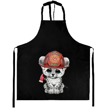 Discover Cute Snow Leopard Cub Firefighter Aprons
