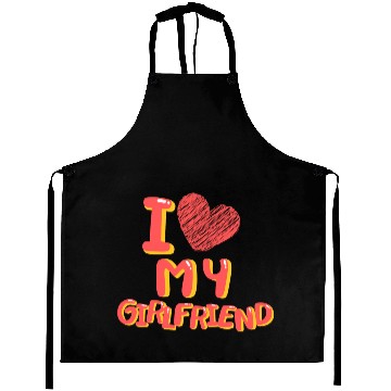 Discover I Love My Girlfriend Heart Balloons Black Aprons