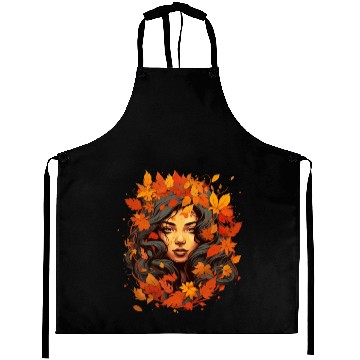Discover Autumn Woman Nature Leaves Season Aprons