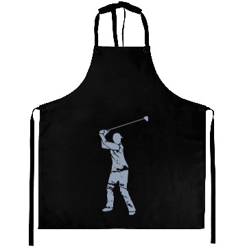 Discover Golf Golfer Silhouette - White Grunge Design Aprons