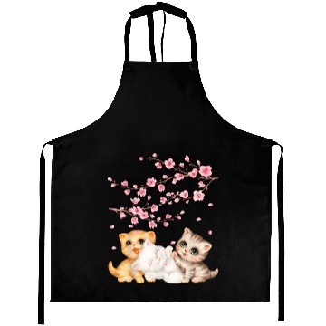 Discover Kitten Lover Japanese Cherry Blossom Cat Art Aprons