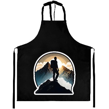 Discover Hiker Standing Atop A Majestic Mountain Aprons