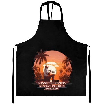 Discover Fishing Santa river t shit design Aprons