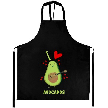 Discover I Love Avocados With Hearts Avocado Playing Guitar Aprons