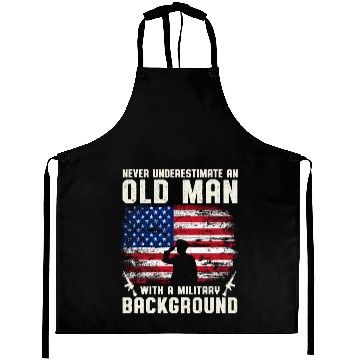 Discover Never Underestimate An Old Man US Army Veteran Aprons