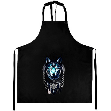 Discover dream catcher geometric wolf Aprons