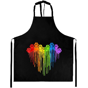 Discover Dog Paws Rainbow Heart Dog Lover Gay Pride LGBT Aprons