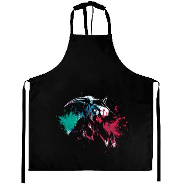 Discover Colerfull Splash Art Farm animals Goat head Aprons