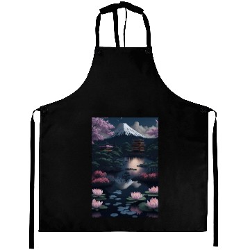Discover Asia Landscape by night Serene Mount Fuji Aprons