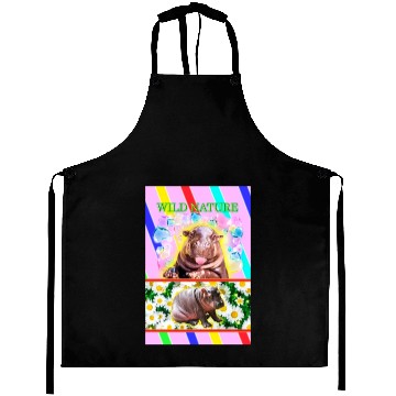 Discover WILD NATURE. HIPPO design collection.poster Aprons