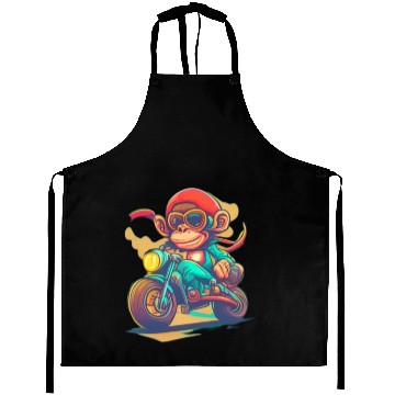 Discover monkey driving a motorcycle in the summer Aprons