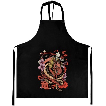 Discover Japanese Tokyo Dragon Retro - Japanese Mythology Aprons