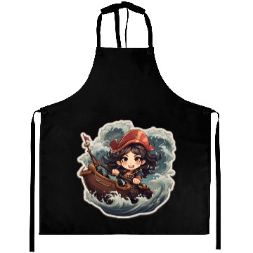 Discover Pirate Captains Cute Cartoon Steering Aprons