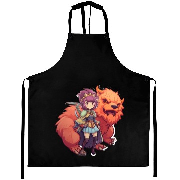 Discover Whimsical Beast Tamer Commandin Design Aprons