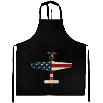 Discover Patriotic Veteran Fighter Warbird Plane Us Flag P Aprons