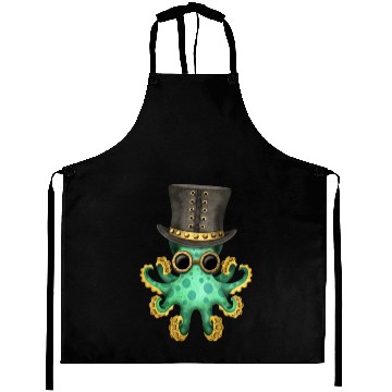 Discover Steampunk Green Octopus Aprons