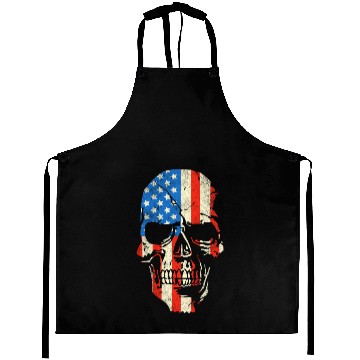 Discover Skull Graphic Patriotic Badass Distressed Art Us Aprons