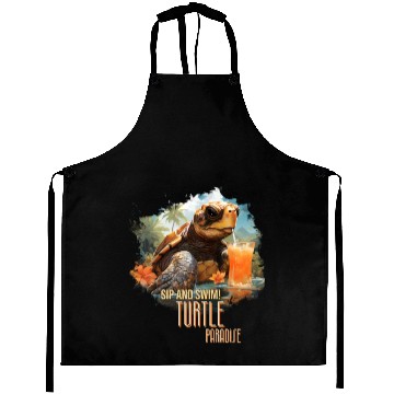 Discover Turtle Paradise: Sip and Swim! Aprons