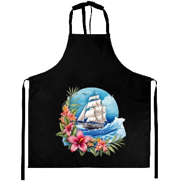 Discover Sailing Ship Sailing Orchids Flowers Sailboat Aprons