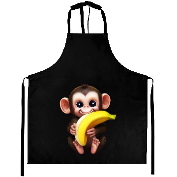 Discover Chimpanzee with Banana - Monkey Lover Design Aprons