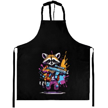 Discover Raccoon with laser gun Aprons