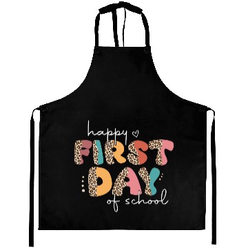 Discover Leopard Happy First Day of School Teacher Retro Aprons