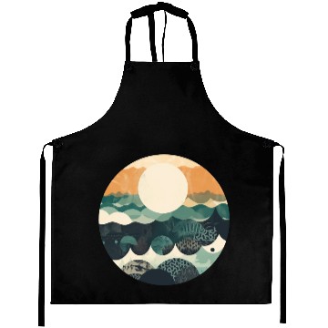 Discover Hokusai Japanese Art Inspired Patterned Ocean Aprons