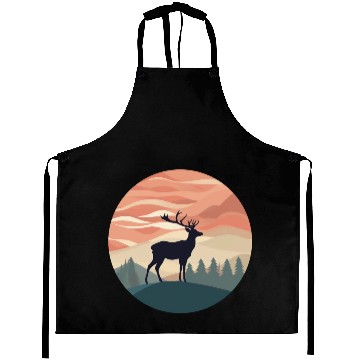 Discover Deer Silhouette Emerald Forest Wanderlust Design Aprons