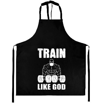 Discover Train Like God Gym Instructor Gift Aprons