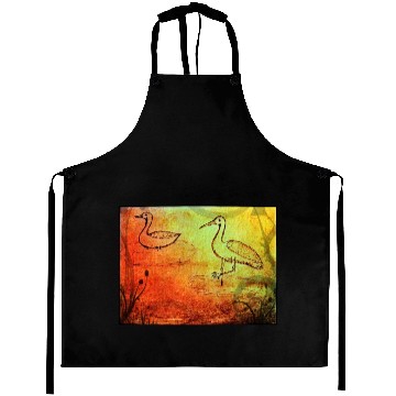 Discover The duck and the crane on a rainy day Aprons