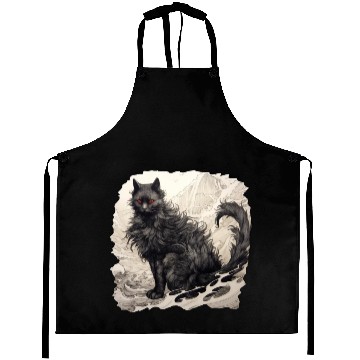 Discover Japanese ink art Cat Aprons