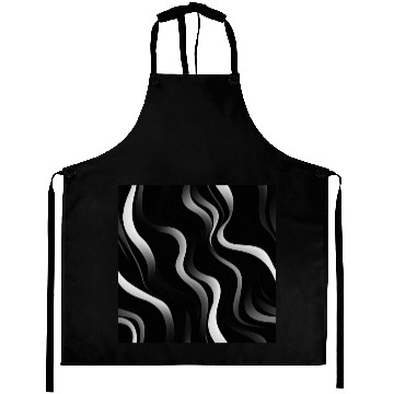Discover Monochrome Elegance: White Abstract Lines on Black Aprons