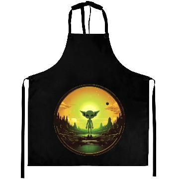Discover Green Alien at Sunset Aprons