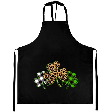 Discover St Patricks Day Leopard Print Plaid Shamrock Aprons