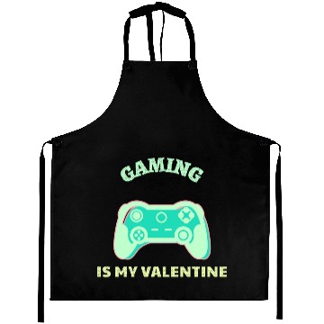 Discover Gaming Is My Valentine Light Green Aprons
