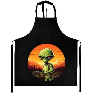 Discover Green Alien Golfer - Extraterrestrial Playing Golf Aprons