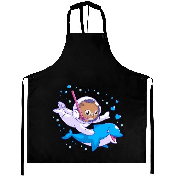 Discover Undersea cat and dolphin Aprons