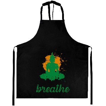 Discover Breathe quote Buddha graphic Aprons