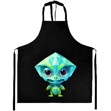 Discover Alien Extraterrestrial Green Polygon Aprons