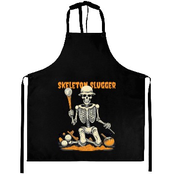 Discover Skeleton Slugger Halloween Aprons
