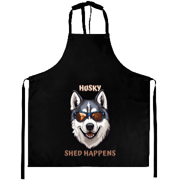Discover Funny Cute Beautiful Siberian Husky Dog Design Aprons