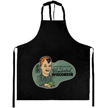 Discover Vintage Wisconsin Tourist Frog Weird Kid Aprons