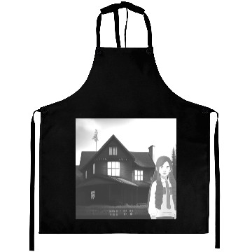 Discover Is a haunted house??? (Black and white version) Aprons