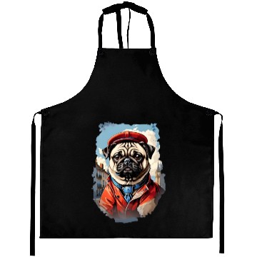 Discover Pug's British Adventure Aprons