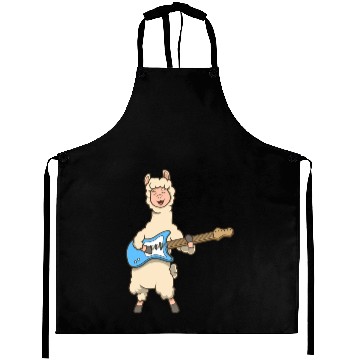 Discover Comic Llama Plays Electric Guitar Aprons